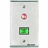 SECURITRON Exit Push Button: 4 1/2 in Ht, 1 3/4 in Dp, 2 3/4 in Wd, Gray/Green, Gray/Green