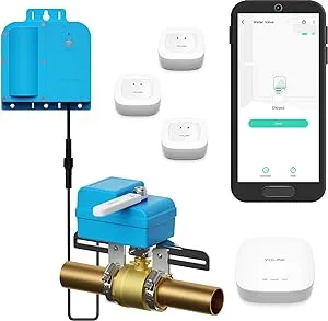 YoLink DIY Automatic Water Leak Detection & Shut-Off Starter Kit, Valve Operator, X3 Version Wireless Valve Controller, (3) Leak Sensors, Hub