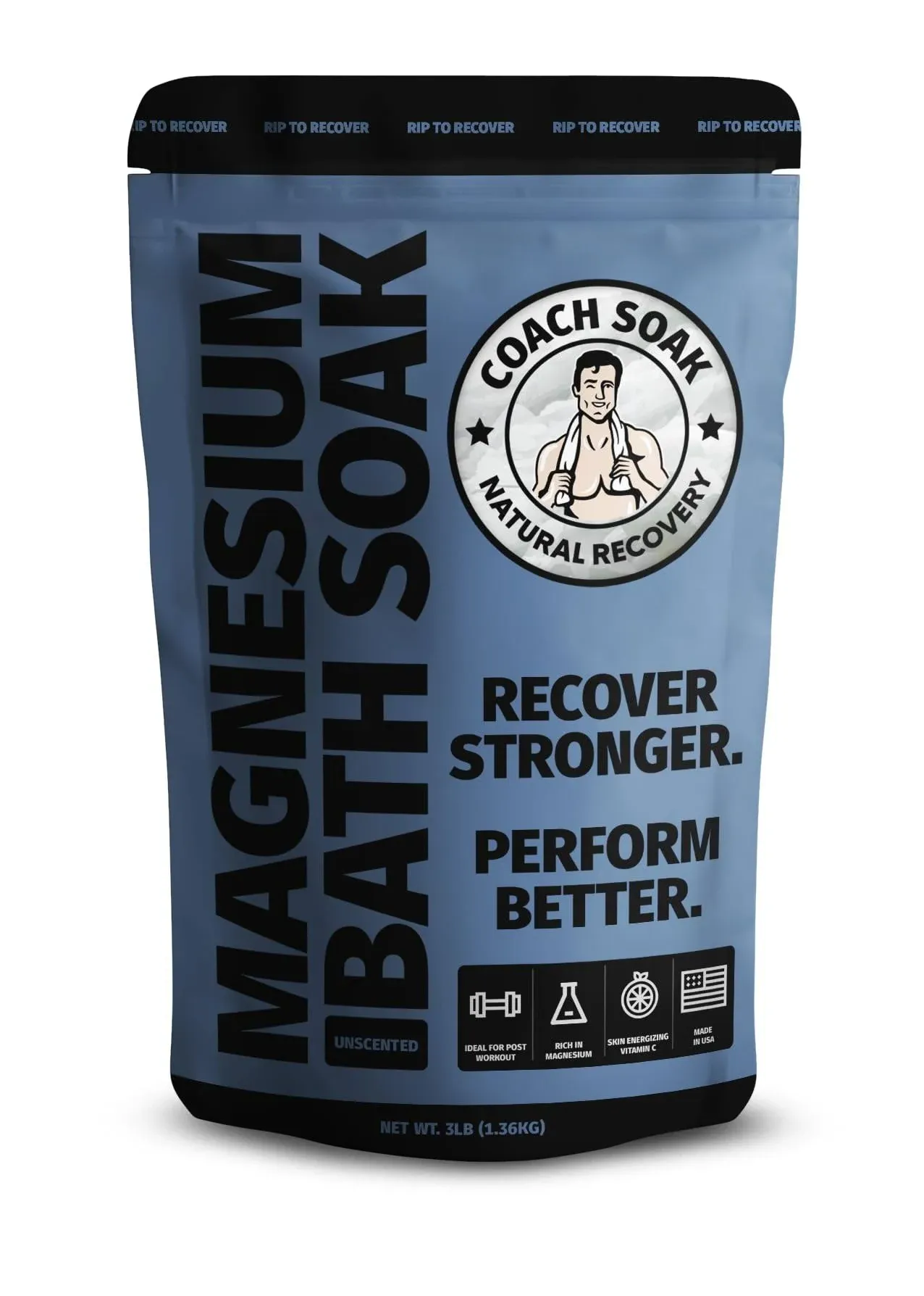 Coach Soak: Muscle Recovery Bath Soak - Dead Sea Bath Salts - Absorbs Faster Than Epsom Salt