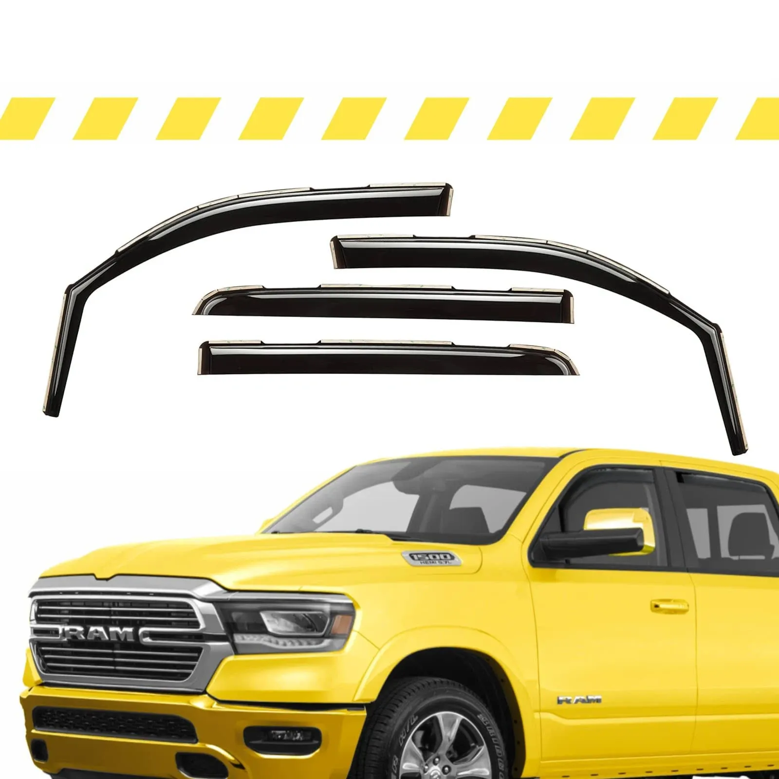 Rain Guards Vent Visors Shade for 2019-2024 Dodge Ram 1500 Crew Cab  | eBay