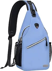 MOSISO Sling Backpack, Multipurpose Crossbody Shoulder Bag Travel Hiking Daypack, Airy Blue, Medium