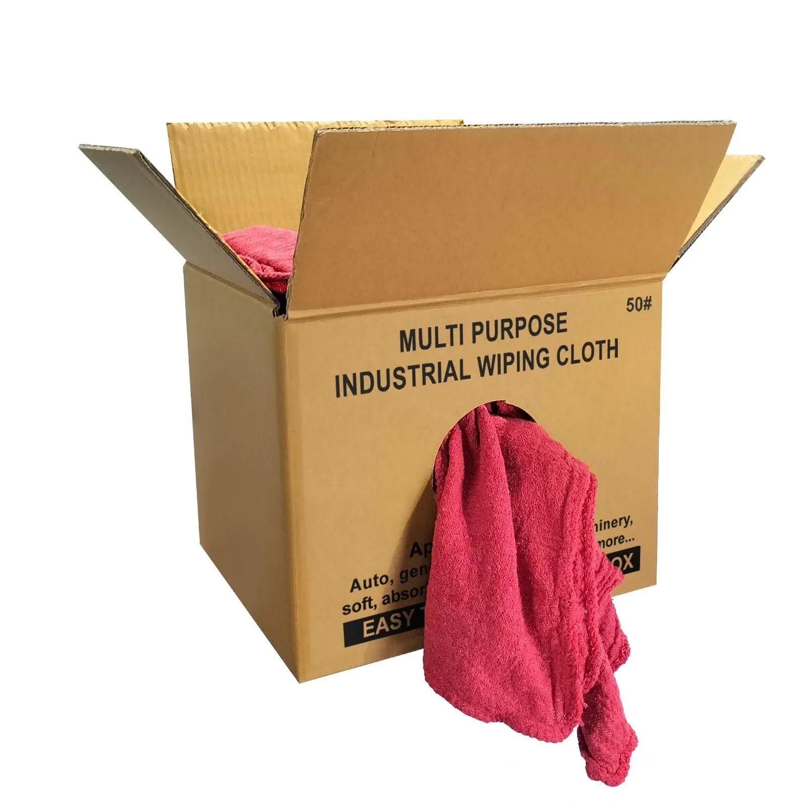 Auto Mechanic Shop Towels - 100% Cotton Commercial Grade Rags for Cleaning & Maintenance, Garage Supplies (13"x14"), 12 Pack (Red) - Professional Mechanics Reusable Wipes