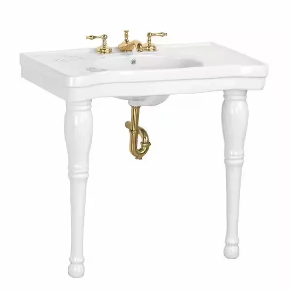 Renovators Supply White Console Bathroom Sink with 2 Spindle Porcelain Legs