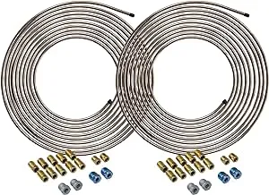 4LIFETIMELINES Copper-Nickel Brake Line Tubing Coils and Fittings, 1/4 x 25