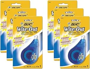 BIC Wite-Out Brand EZ Correct Correction Tape, White, 6 Count