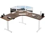 Vivo Rustic Vintage Brown / White Electric 71" x 71" Curved Corner Stand Up Desk