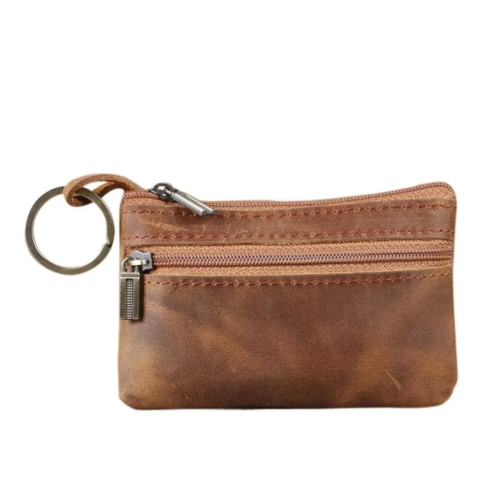 Coin Purse, Genuine Leather Mens Tray , Cash Change Wallet Key Holder Money Pouc