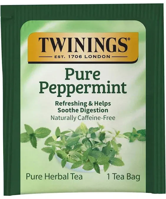 Twinings of London Pure Peppermint Herbal Tea Bags, 50 Count (Pack of 6)