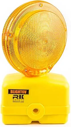 RK BLIGHT6V-1 Premium 03-10-3WAY6V Polycarbonate Barricade Light, 2-Sided Vis...