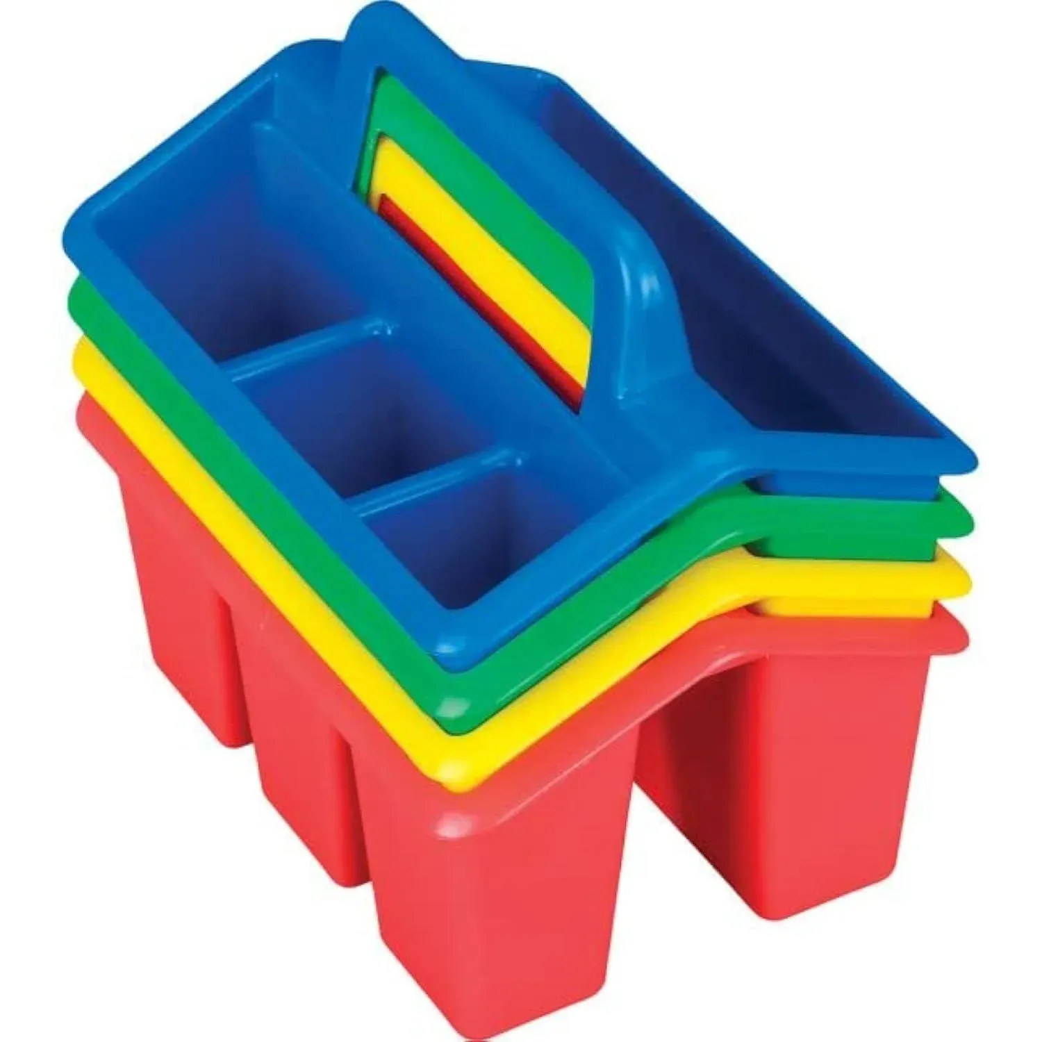 Really Good Stuff Four-Compartme<wbr/>nt Caddies (Set of 4) – Primary Colors –