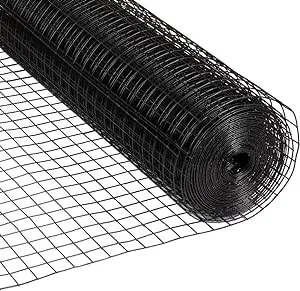 Fencer Wire 1.5-Inch x 1.5-Inch Grid Hardware Cloth, 16 Gauge Black Vinyl Coated Welded Wire Mesh for Home and Garden, Great for Home Improvement and Home Guard Project