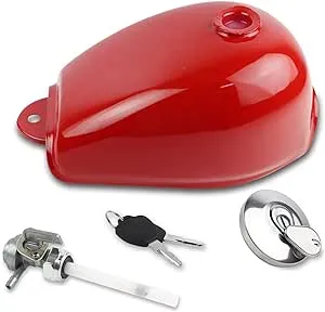 FLYPIG Fuel Gas Tank for Honda Mini Trail Z50 Z50J Z50R with Cap,Keys and Petcock fit 1979 - 1999 Monkey Z50 Bike Z50R Z50J Bike Red Color Petrol Tank New