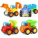 ORWINE Inertia Toy Early Educational Toddler Baby Toy Friction Powered Cars Push and Go Cars Tractor Bulldozer Dumper Cement Mixer Engineering