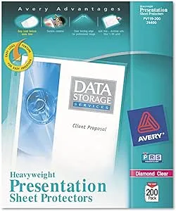 Avery 74400 Heavyweight Sheet Protectors, Letter Size, Diamond Clear, 200/BX