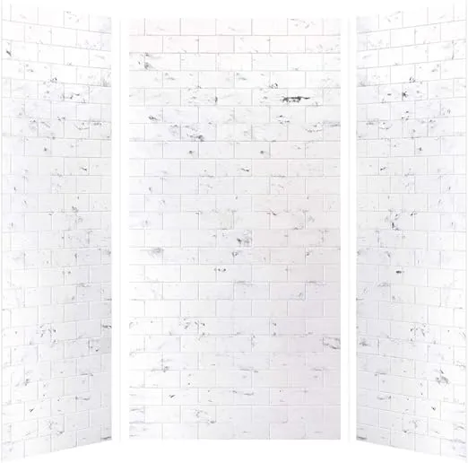 Transolid SWK483696-47 SaraMar 36-in x 48-in x 96-in Glue 3-Piece Shower Wall Kit, White Venito