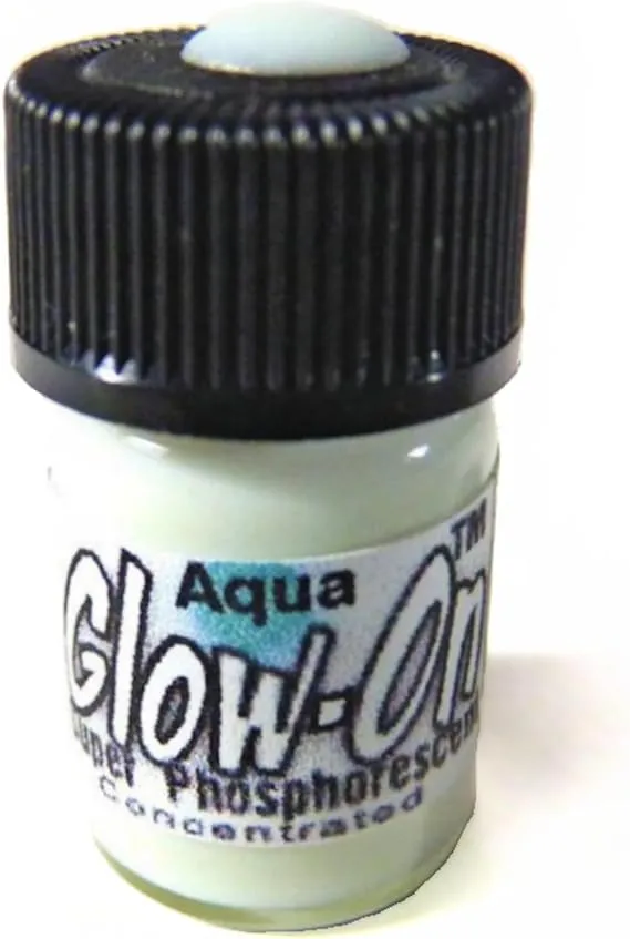 Glow-On Aqua, White Day Color, and Aqua Glow. Gun Night Sights Small 2.3 ml Vial. Concentrated, Bright, Long Lasting Glow