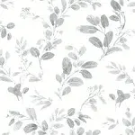 Sample Dancing Leaves Grey Peel & Stick Wallpaper