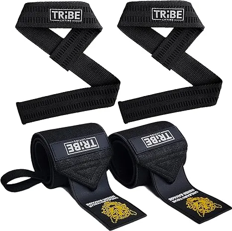 Heavy Duty Wrist Wraps and Lifting Straps - 21" Wrist Wraps for Weightlifting Men and 24" Wrist Straps for Weightlifting with Silicone Grip and Padding - Weight Lifting Wrist Wraps and Gym Straps