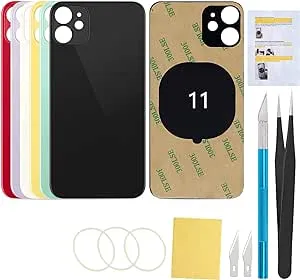 Back Glass Cover Replacement Compatible with iPhone 11 6.1-Inches All Carriers with Installation Manual + Repair Tool Kit (Black)