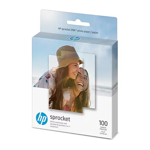 HP Sprocket 2x3" Premium Zink Sticky Back Photo Paper (100 Sheets) Compatible with HP Sprocket Photo Printers, Original Version.