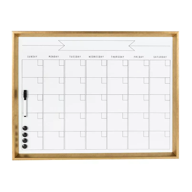 Kate and Laurel Calter Magnetic Dry Erase Month Calendar Framed Wall Art