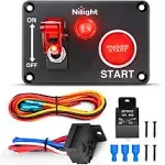 Nilight Ignition Switch Panel 12V 2 in 1 Rocker Switch with Engine Push Button