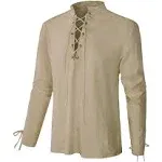 Men's Renaissance Shirt Pirate Medieval Viking top Linen Long Sleeved Halloween Costume