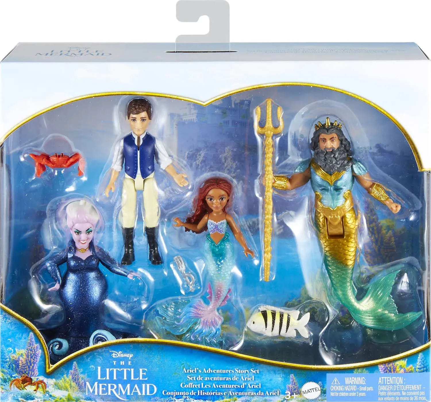 Mattel Disney The Little Mermaid Ariel's Adventures Story Set with 4 Small Dolls and Accessories, Toys Inspired by the Movie