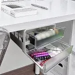 Desk Drawer Attachment, 2 Layers Under Desk Drawer Organizer Slide Out, Adhesive Drawer, Home Office Organization Plastic Desk Accessories & Workspace Organizers (black)