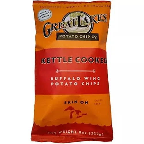 Great Lakes Potato Chips Buffalo Wing Kettle Cooked Potato Chips 8 oz. 3 Bags