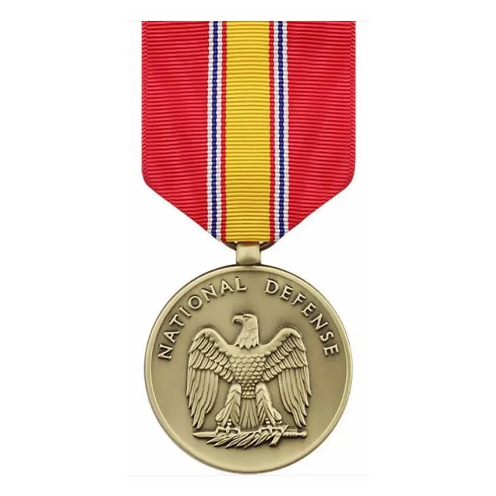 US National Defense Service Anodized Award full size medal with ribbon bar