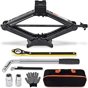 Car Jack Kit Scissor Jack for Car 2 Ton (4409 lbs) Tire Jack Tool Kit Universal Car Emergency Kit with Lug Wrench Tire Changing Kit for Car SUV