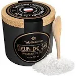 Fleur de SEL - Premium Sea Salt from Guerande France - Flaky Sea Salt from The Celtic Sea - Salt Cork Box and Wooden Salt Spoon Included - 3.5 oz