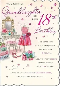 Milestone Age Birthday Card Age 18 Granddaughter - 9 x 6 Inches - Regal Publishing