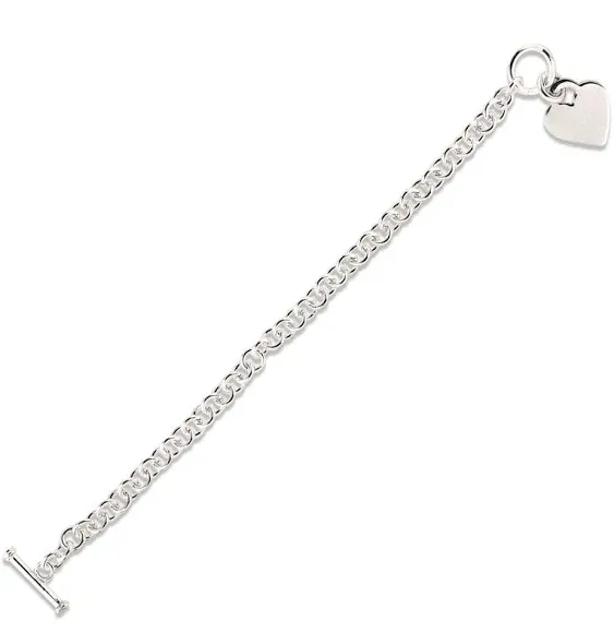 Heart Toggle Bracelet Sterling Silver 7.25"