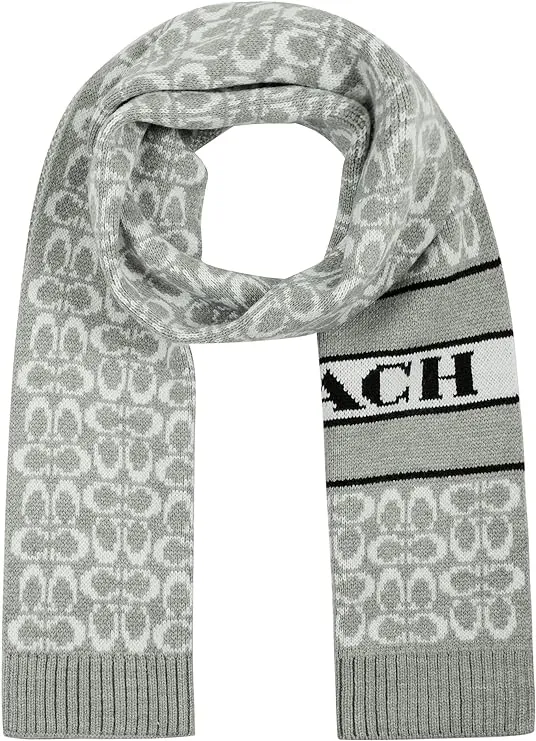 Coach Women's Signature Logo Wool-Blend Rib Knit Scarf - Chalk