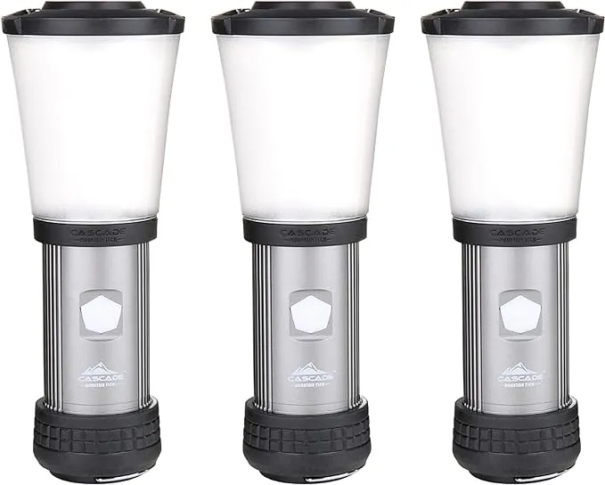 Cascade Mountain Tech 500-Lumen IPX4 Water-Resistant LED Flashlight Lantern with Strobe 3-Pack