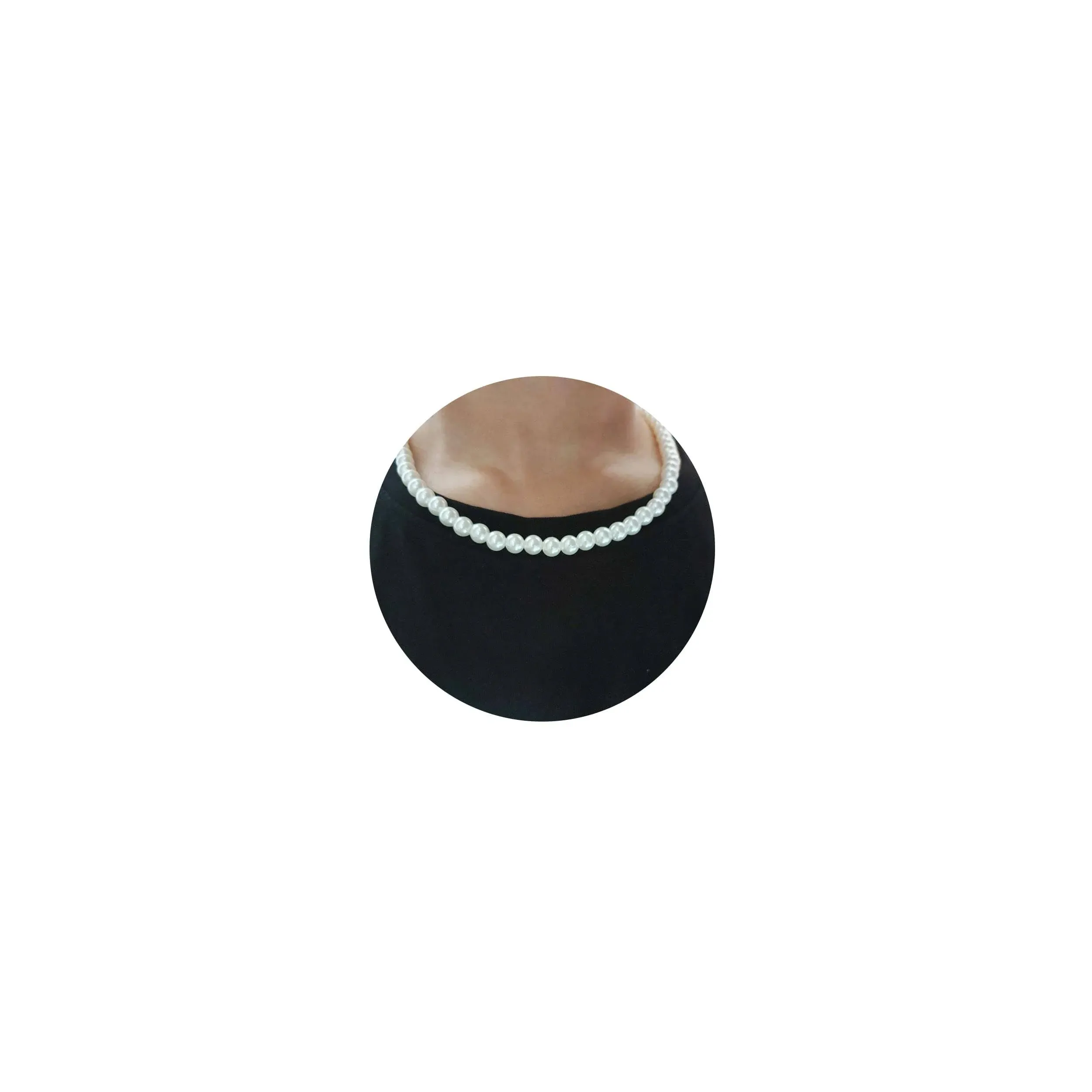 Pearl Necklace for Men,White Round Pearl Necklace Pearl Choker Necklace Fashi...