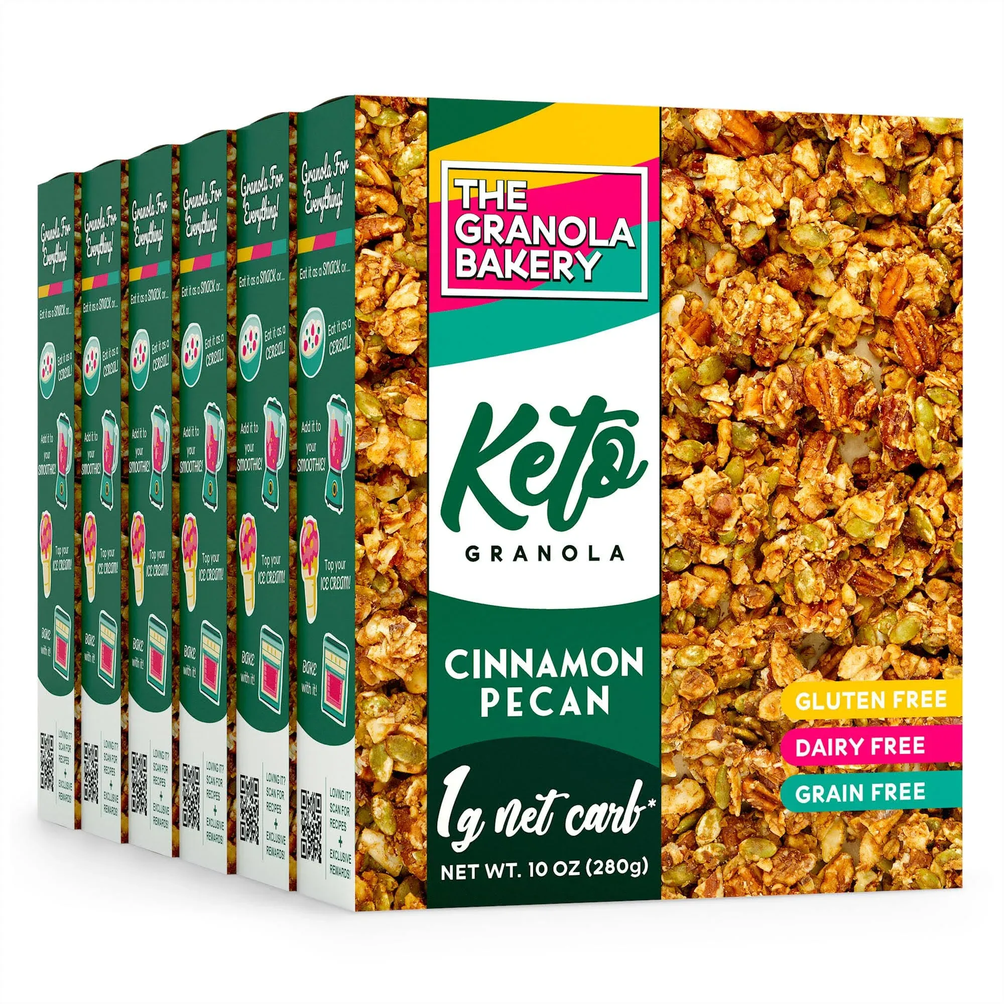 YOLEEZ TGB Cinnamon Keto Granola | 1G Net Carb Cereal | Gluten Free Low Carb Nut Snack, 10 Ounces (Pack of 6)