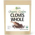 True Organic Ceylon Cloves Whole, 16 Ounces Bulk Bag, USDA Organic & Kosher Certified, Non-GMO, Fresh Organic Cloves, Perfect for Baking, Cooking, Dr