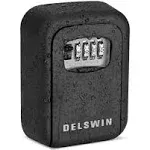 DELSWIN Lock Box for House Key - Outside Waterproof Combination Lock Box Wall Mount Metal Lockbox for Keys Outdoor,realtors,Warehouse(Black)