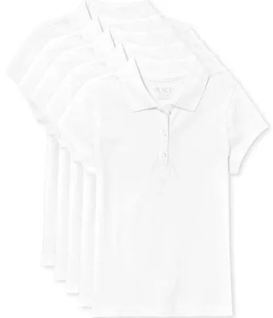 The Children's Place Girls' Short Sleeve Pique Polo 5-Pack