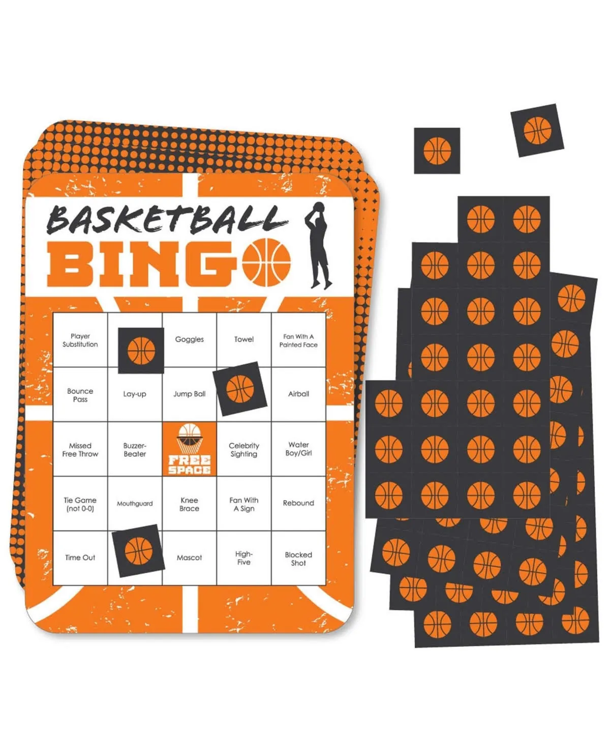 Big Dot of Happiness Basketball - Let The Madness Begin - Bar Bingo Cards and Markers - College Basketball Party Bingo Game - Set of 18