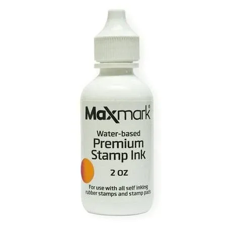 MaxMark Premium Refill Ink for self Inking Stamps and Stamp Pads, Orange Color - 2 oz.