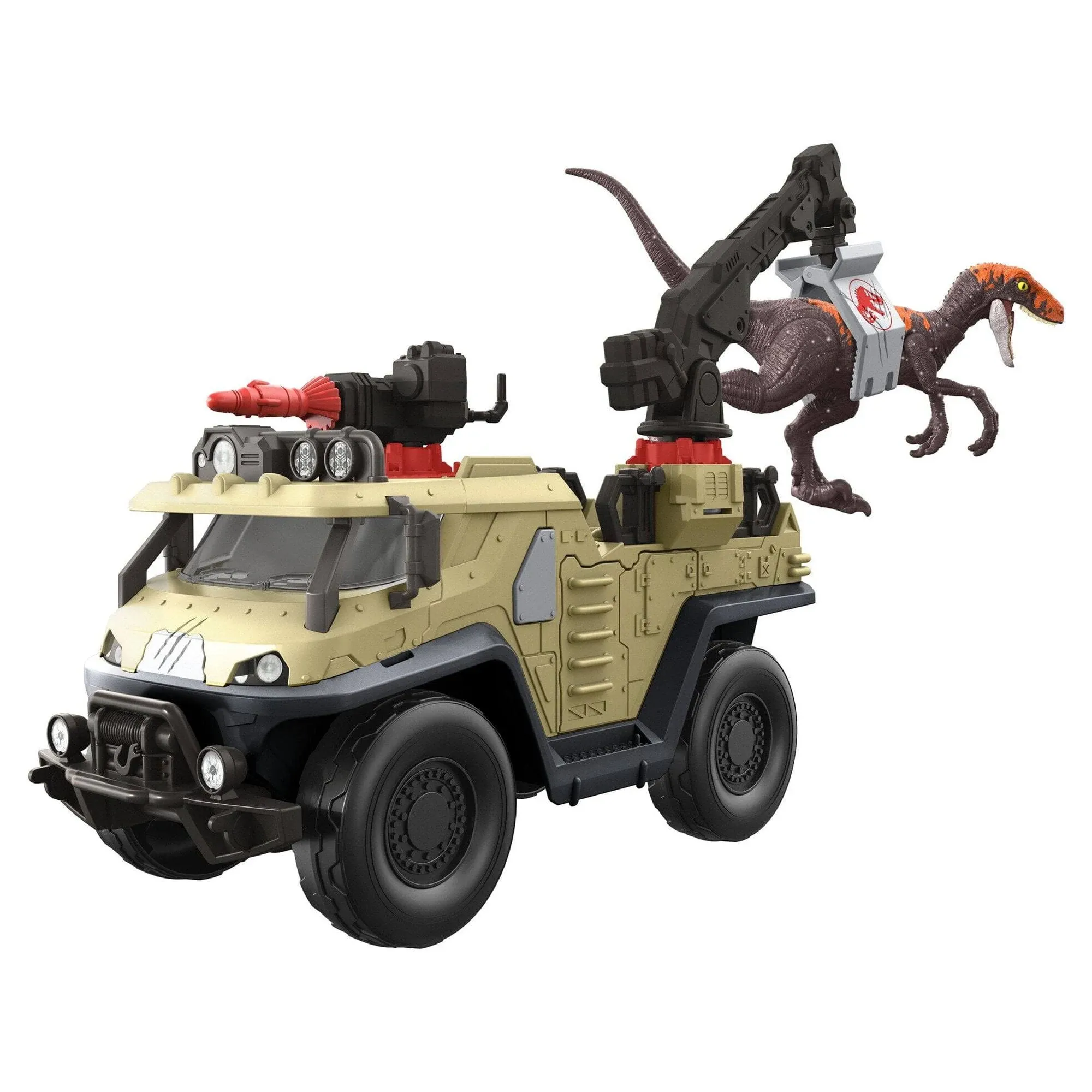 Mattel Jurassic World Dominion Capture &amp; Crush Truck with Velociraptor Dino Toy