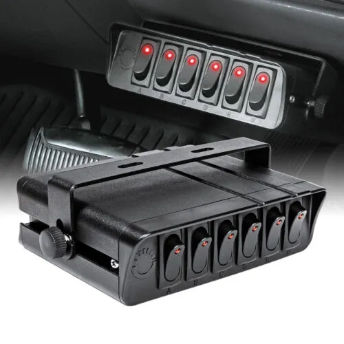 Online LED Store 6-Gang 12V DC 80A On/Off Rocker Switch Box for Jeep Auto Automotive Car Marine