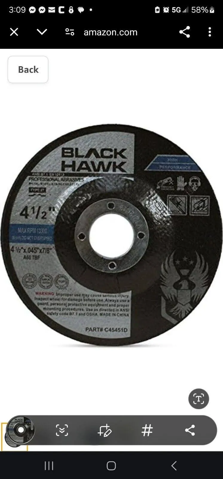 BHA Metal and Stainless Steel Depressed Center Cut Off Wheels for Angle Grind...