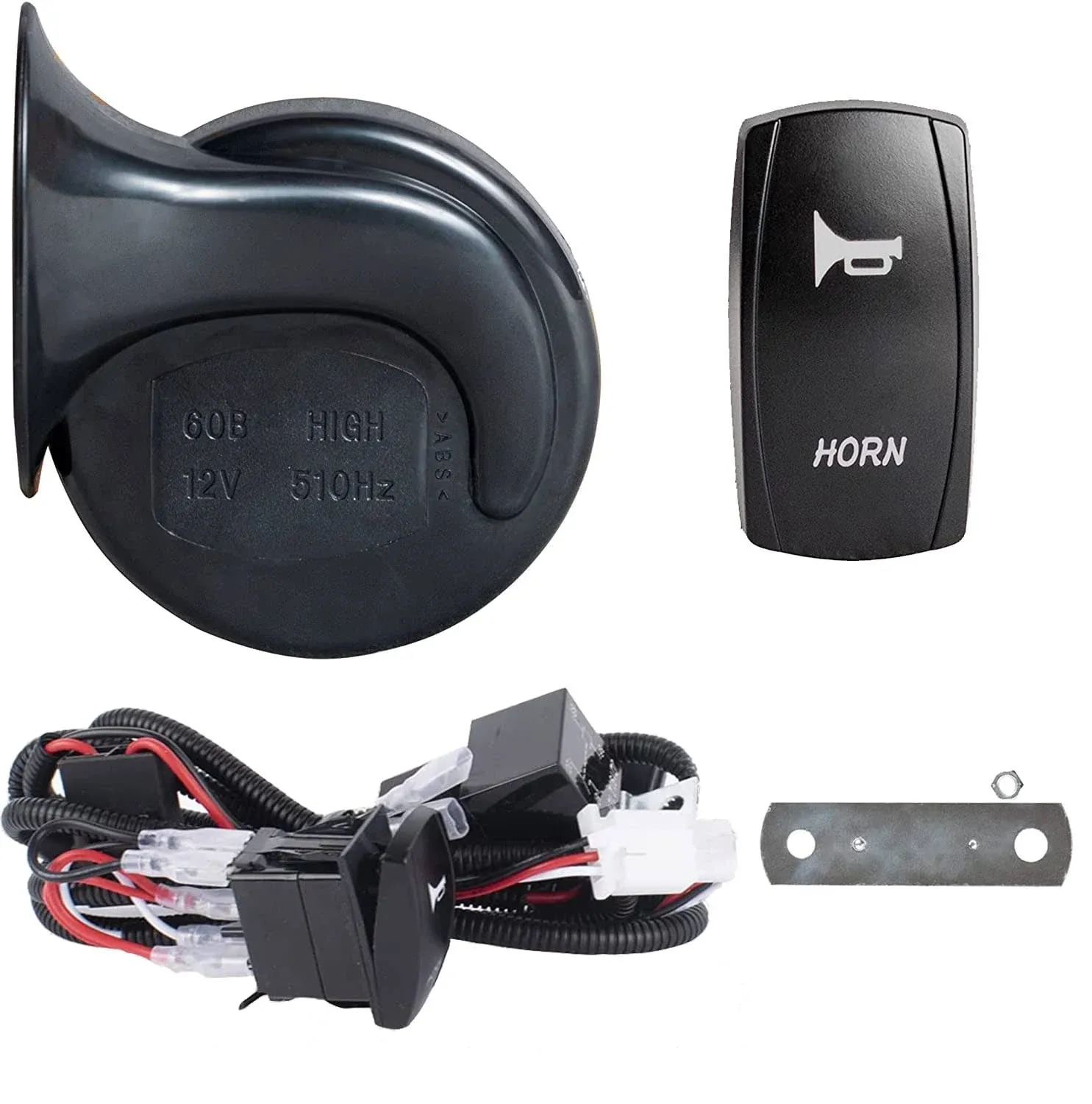 Boine 12V Universal UTV Horn Kit with Blue Rocker Switch Compatible with Polaris Ranger RZR, Can Am Maverick, Kawasaki, Etc