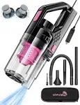 Pink Car Vacuum Cleaner - Handheld with Attachments, 9 PCS, 