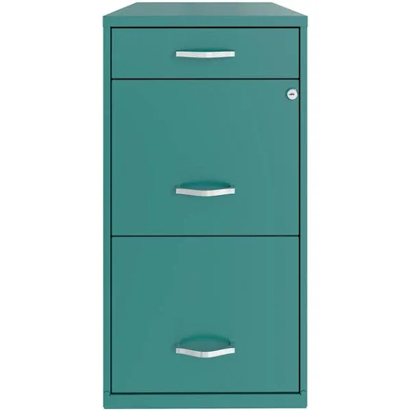 Pemberly Row 3 Drawers Vertical Turquoise Metal Filing Cabinet Pre-Assembled